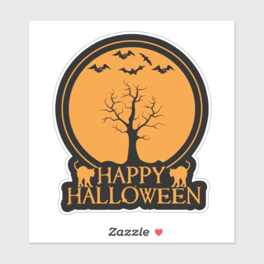 Skeletbomen en katten Halloween ID860 Sticker (Vel)