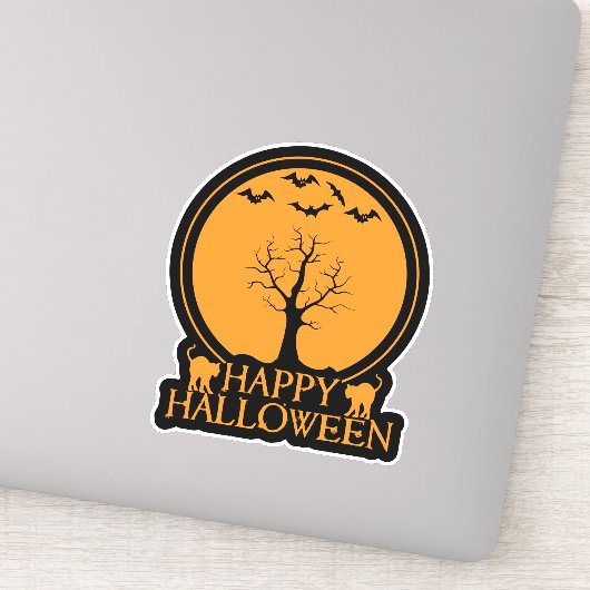 Skeletbomen en katten Halloween ID860 Sticker (Detail)