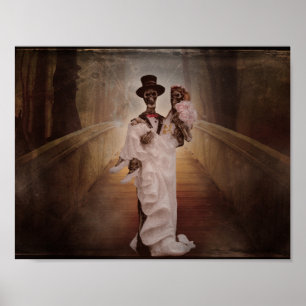 skeletbride en groom poster kunst