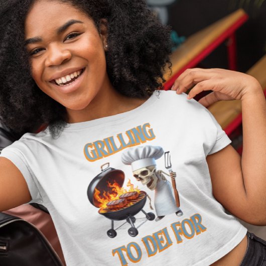 Skeletchef grillen om te sterven voor t-shirt
