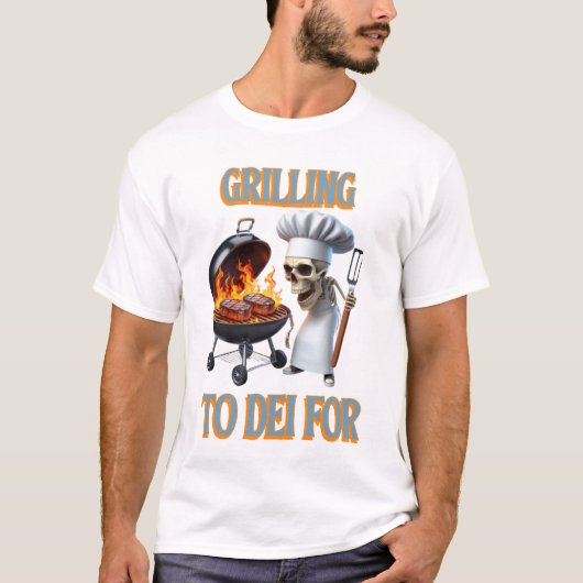 Skeletchef grillen om te sterven voor t-shirt (Voorkant)