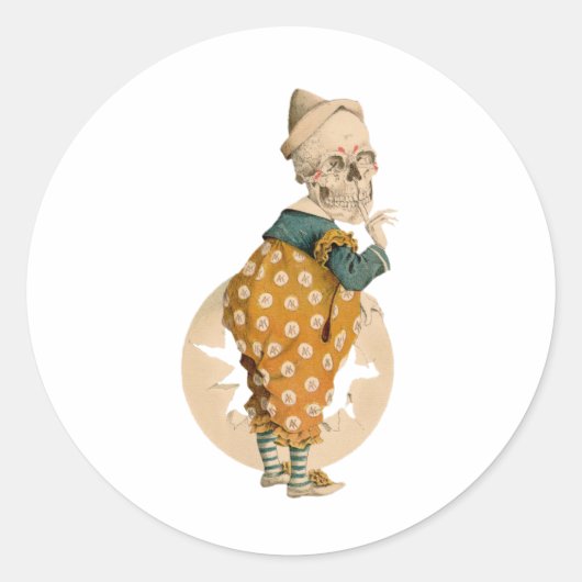 Skeletclown Ronde Sticker (Voorkant)
