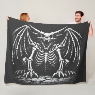 Skeletdraak door BurnsInHell Fleece Deken
