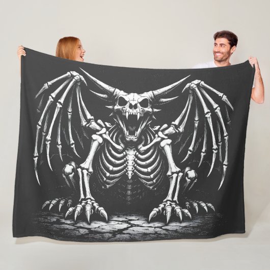 Skeletdraak door BurnsInHell Fleece Deken (In situ)