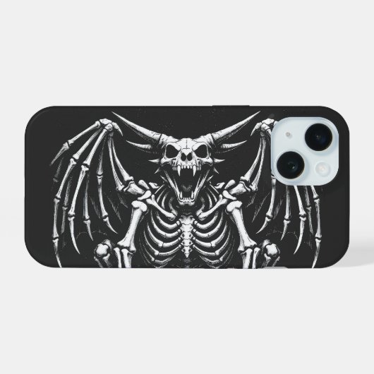 Skeletdraak door BurnsInHell iPhone 15 Case (Achterkant horizontaal)