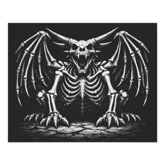 Skeletdraak door BurnsInHell Perfect Poster (Voorkant)