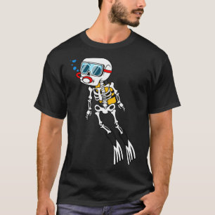 Skeletduiker Halloween onderwater duiken T-shirt