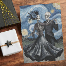 Skeletendans Nachtelijke Hemel Van Gogh Stijl Deco