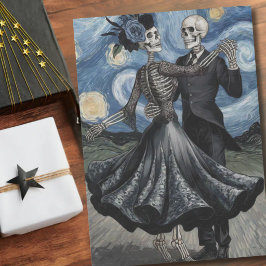 Skeletendans Nachtelijke Hemel Van Gogh Stijl Goti Tissuepapier