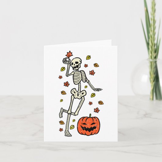 Skeletendans Pompoen Halloween Kostuum Herfst Mann Kaart (Voorkant)