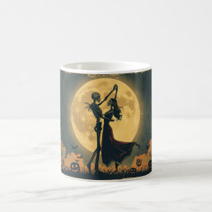 Skeletendansmok Romantische Halloweenmaanbeker Koffiemok