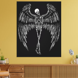 Skeletengelvleugels in zwart en wit canvas afdruk