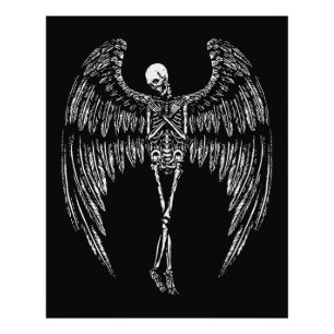 Skeletengelvleugels in zwart en wit foto afdruk