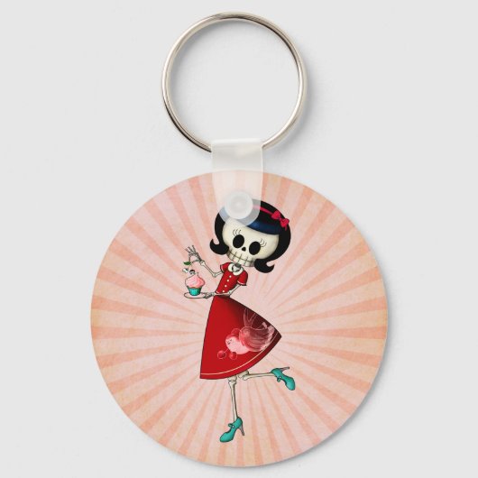 Skeletenmeisje, zoet en skelet sleutelhanger (Voorkant)