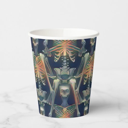 Skeletenpatroon Spooky Cool Halloween Party Papieren Bekers (Links)