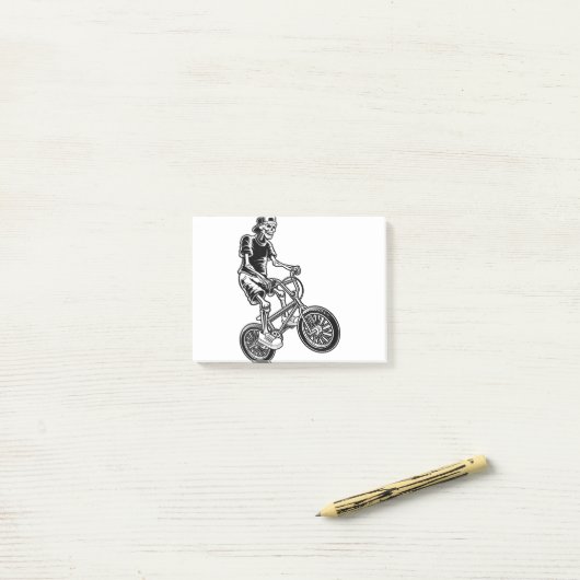 Skeletfietsen met skeletspeling post-it® notes (Op bureau)