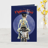 Skeletfietser die een sigaret rookt kaart (Gele Bloem)