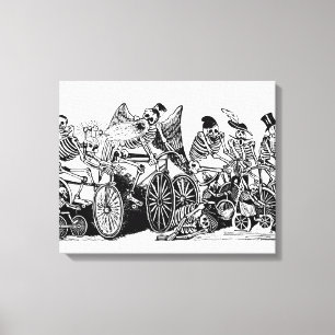 Skeletfietsers van José Guadalupe Posada Canvas Afdruk