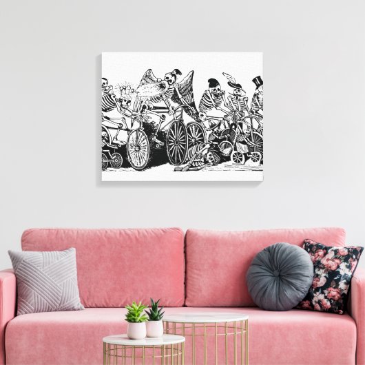 Skeletfietsers van José Guadalupe Posada Canvas Afdruk (Insitu (Woonkamer))