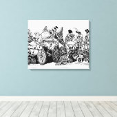 Skeletfietsers van José Guadalupe Posada Canvas Afdruk (Insitu (Houten vloer))