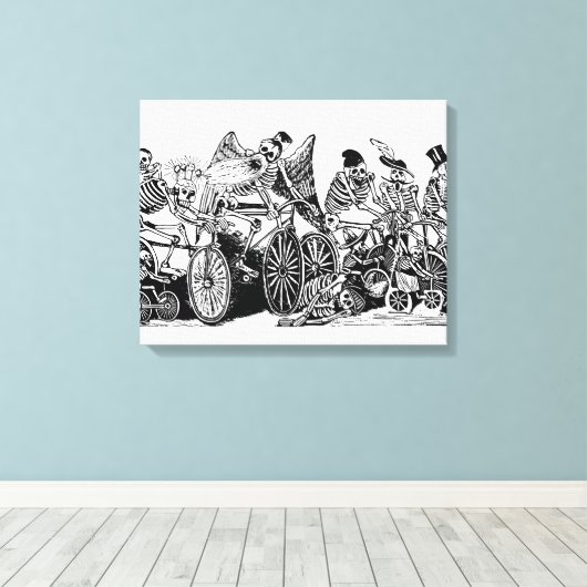 Skeletfietsers van José Guadalupe Posada Canvas Afdruk (Insitu (Houten vloer))