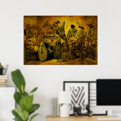 Skeletfietsers van José Guadalupe Posada Poster (Thuiskantoor)