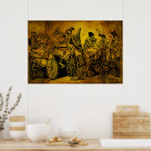 Skeletfietsers van José Guadalupe Posada Poster (Keuken)