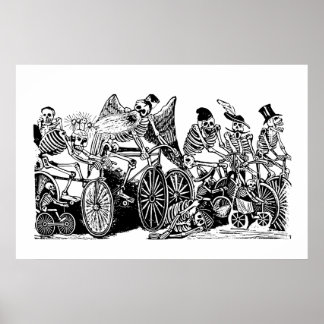 Skeletfietsers van José Guadalupe Posada Poster