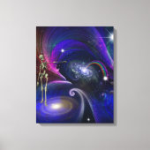 Skeletfiguren in de kosmos canvas afdruk (Voorkant)