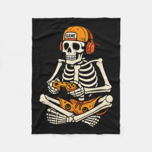 Skeletgamer-hoofdtelefoon Funny Halloween-gaming B Fleece Deken