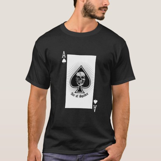 Skelethalloween-kaart met schoppenspelkaart t-shirt (Voorkant)