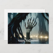 Skelethand, 6 vingers, reiken uit moeras briefkaart (Voorkant / Achterkant)