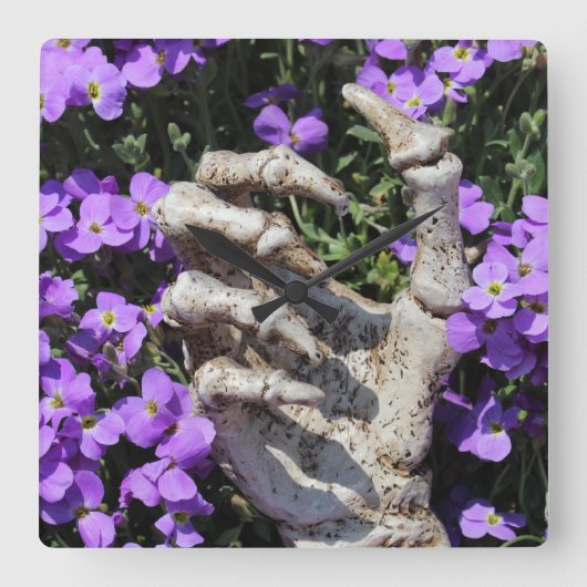 Skelethand - Gothic / Wanduhr Vierkante Klok (Voorkant)