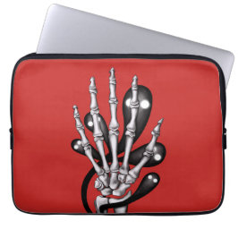 Skelethand met spoken laptop sleeve