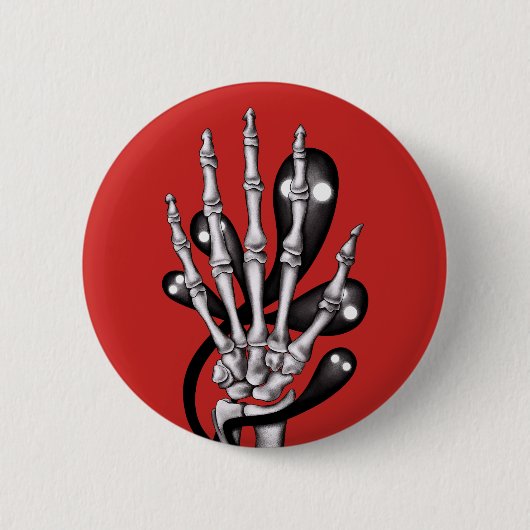 Skelethand met spoken ronde button 5,7 cm (Voorkant)