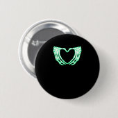 Skelethanden, hart, röntgenkostuum ronde button 5,7 cm (Voorkant /achterkant)