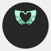 Skelethanden, hart, röntgenkostuum ronde sticker (Voorkant)