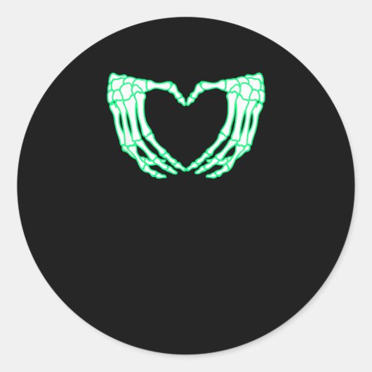 Skelethanden, hart, röntgenkostuum ronde sticker (Voorkant)