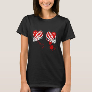 Skelethanden op bloedingen t-shirt