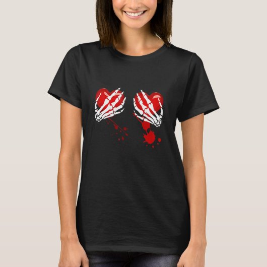 Skelethanden op bloedingen t-shirt (Voorkant)