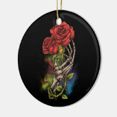 Skelethandje met Rozen ventilator tattoo Keramisch Ornament (Links)