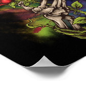 Skelethandje met Rozen ventilator tattoo Poster (Hoek)