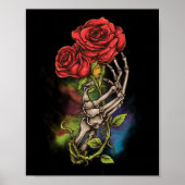 Skelethandje met Rozen ventilator tattoo Poster (Voorkant)