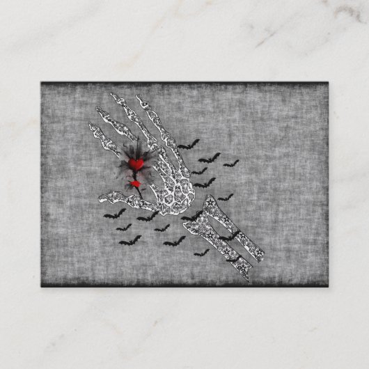 Skelethandje van liefde visitekaartje (Voorkant)