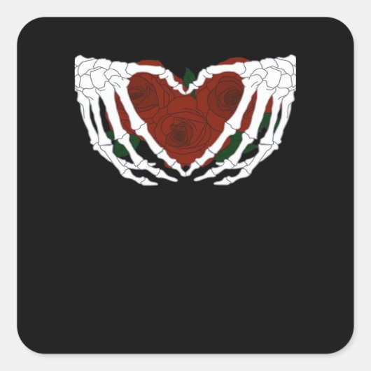 Skelethart Vierkante Sticker (Voorkant)