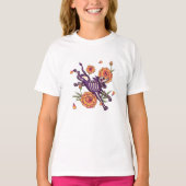 Skelethond met goudsbloemen Día de los Muertos T-shirt (Voorkant)