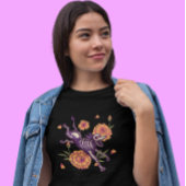 Skelethond met goudsbloemen Día de los Muertos T-shirt