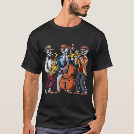 Skeletjazzmuzikanten T-shirt (Voorkant)