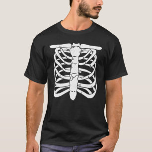 Skeletkap op de borst met gebroken ribbenkooi t-shirt