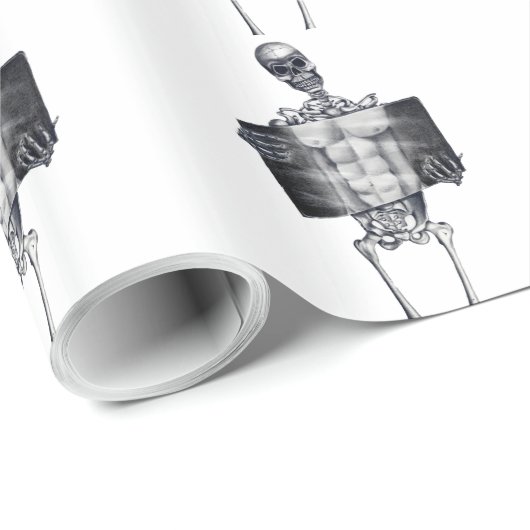 Skeletkap Witte verrijkte verlooppapier Cadeaupapier (Rol Hoek)